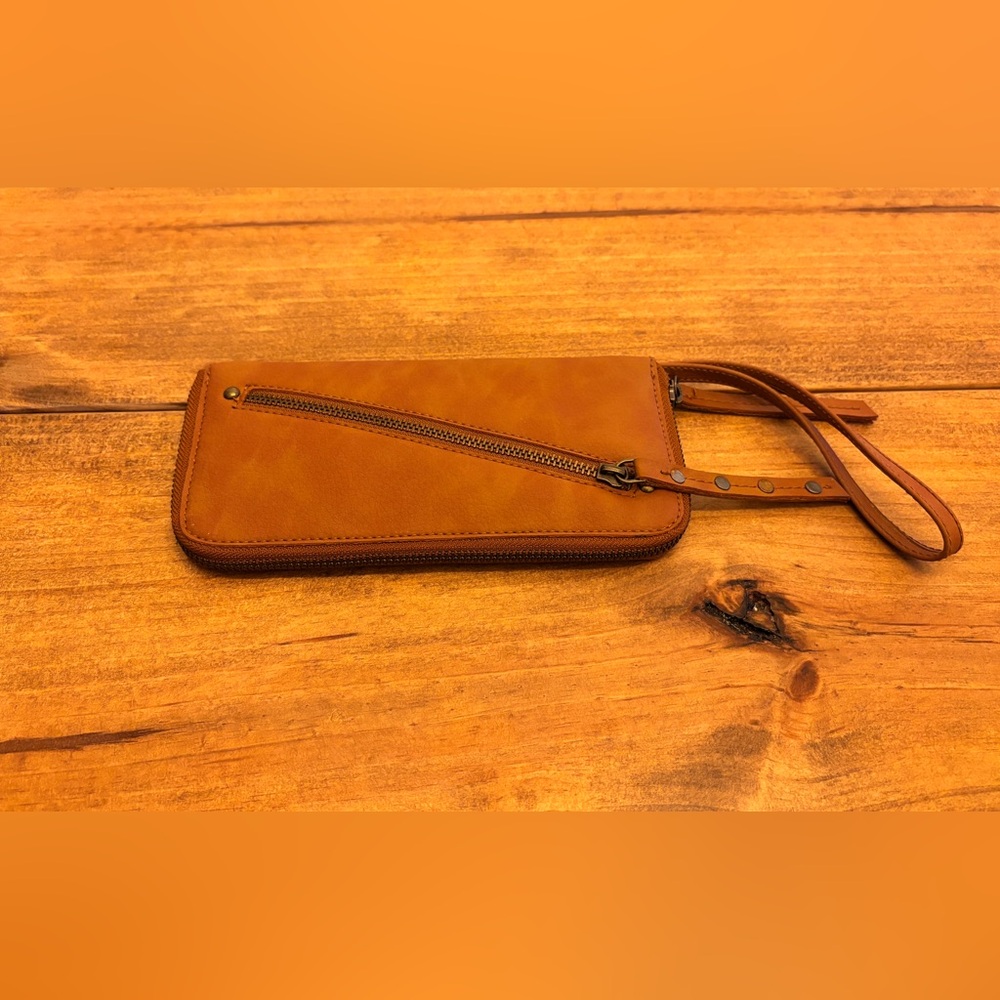 Free People Brown Leather Wristlet Wallet - Picture 1 of 5